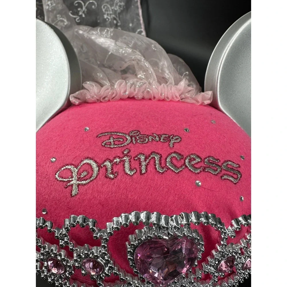 Disney princess mouse ears tiara pink silver hat With‎ veil